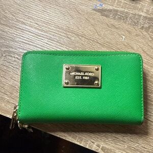 Michael Kors Green wristlet wallet